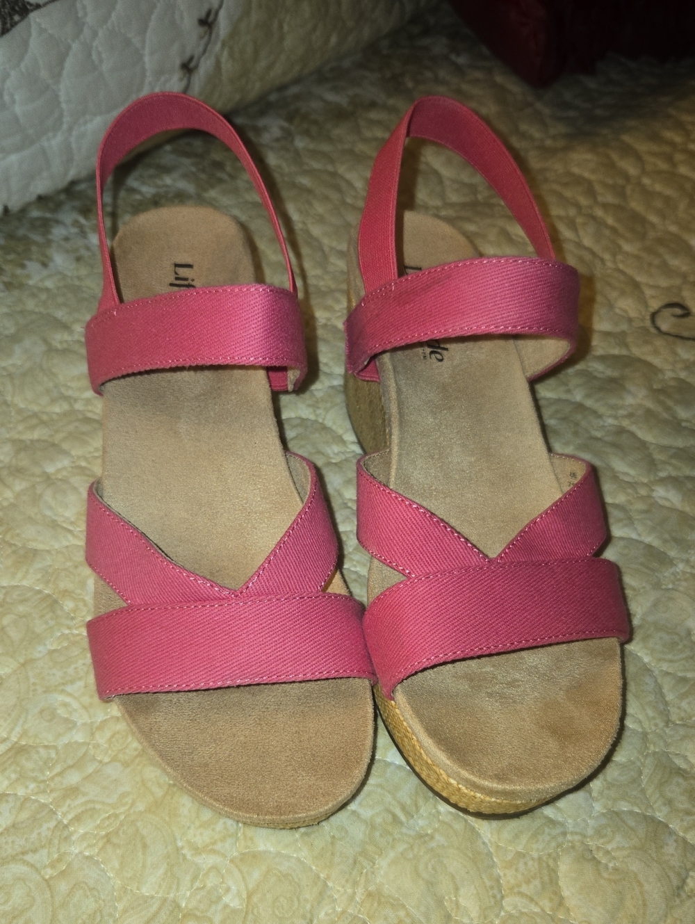 Women’s Lifestride  Pink Strappy Wedge Sandals